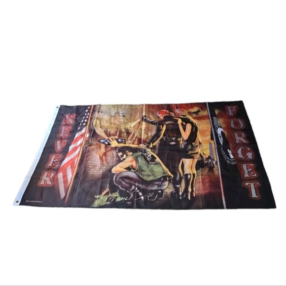 VETERAN BIKERS NEVER FORGET Wall Flag | POW/MIA Vietnam Memorial Flag 3x5 - Picture 7 of 8